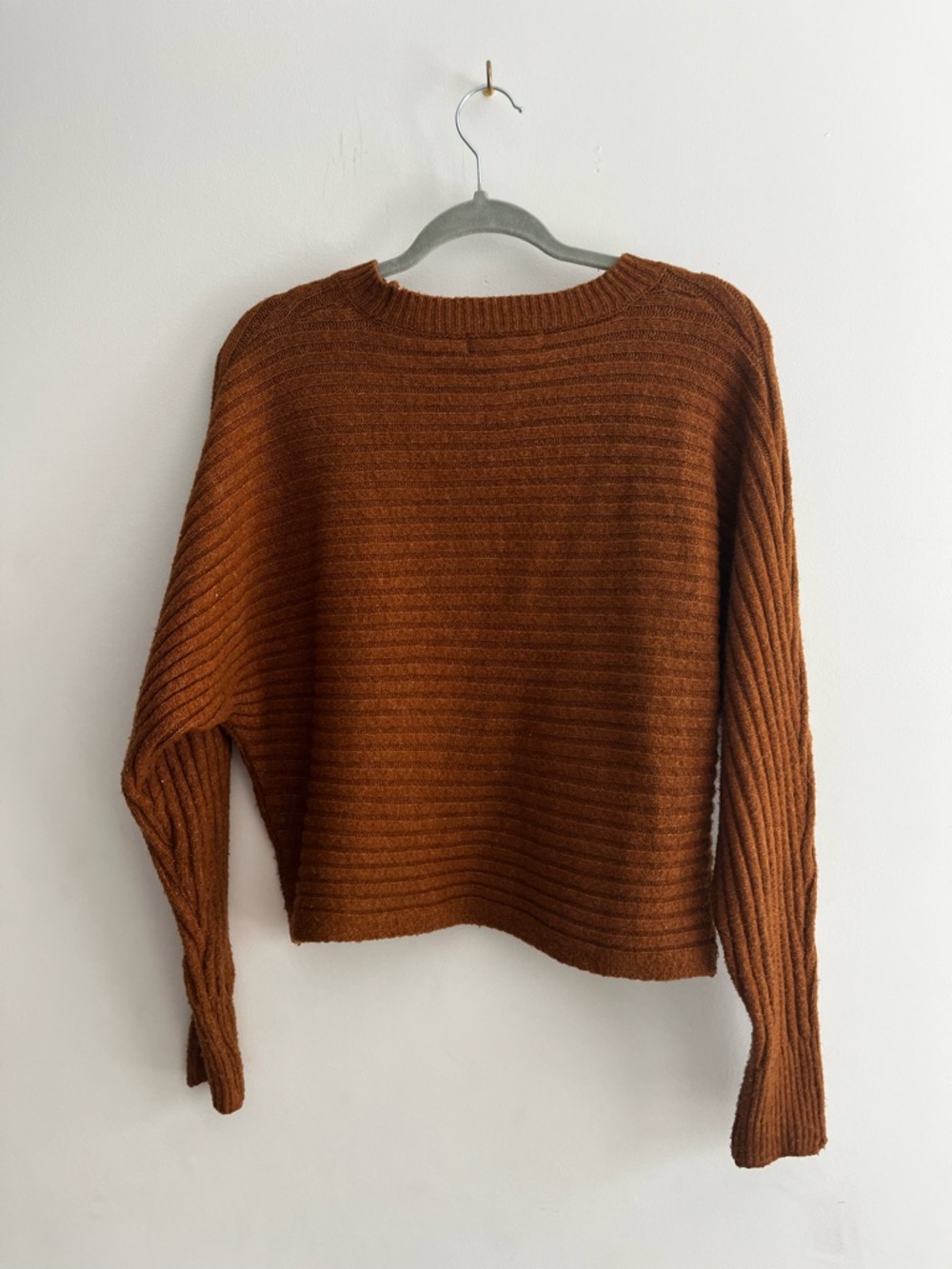 Pink Rose Rust Ribbed Cropped Sweater - Picture 2 of 3